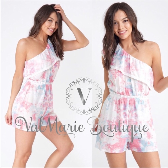 Pastel off shoulder romper - Picture 2 of 3